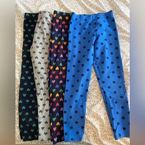 Lot 4 Primary Leggings size 8 hearts dots